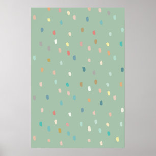 Poster Padrão De Dotty Multicoloração Bastante Em Verde S