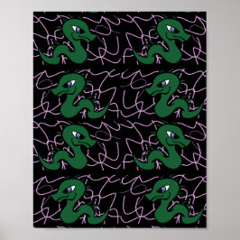 Poster Padrão de dragão verde bebê