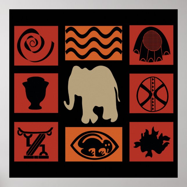 Poster padrão de elefantes da tribo africana (Frente)