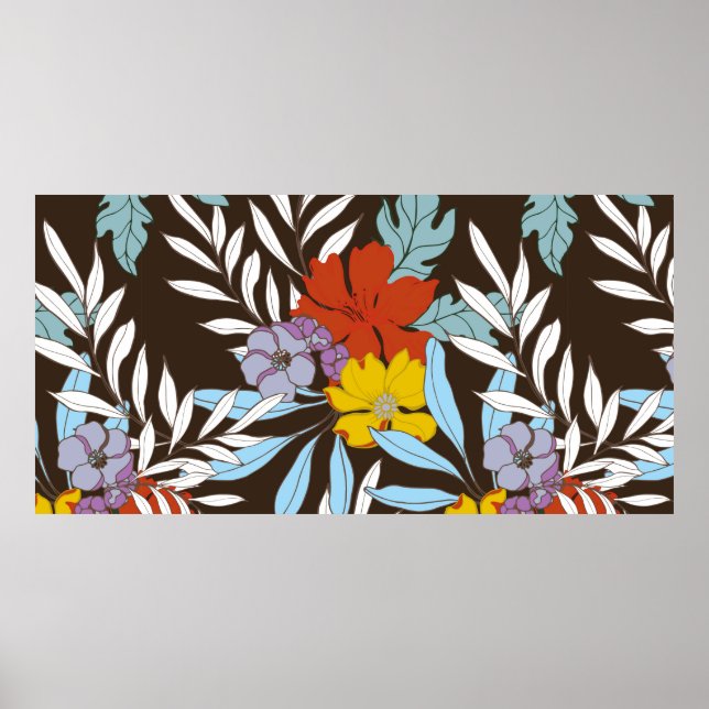 Poster Padrão de elegância abstrata com fundo floral. (Frente)