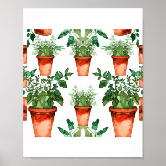 Poster Padrão de Ervas de Cozinha Arts & Crafts
