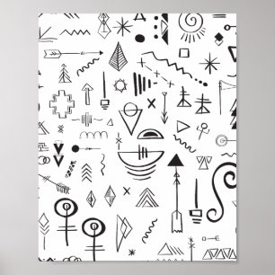 Poster Padrão de esboço boho doodle