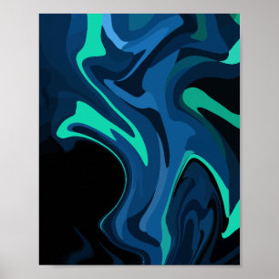 Poster Padrão de espiral Abstrato azul escuro