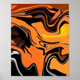 Poster Padrão de espiral de Abstrato de cor laranja refin