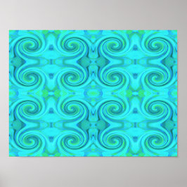 Poster Padrão de espiral de Arte Líquida de Abstrato Azul