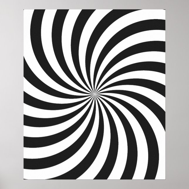 Póster Padrão de espiral preto e branco (Frente)