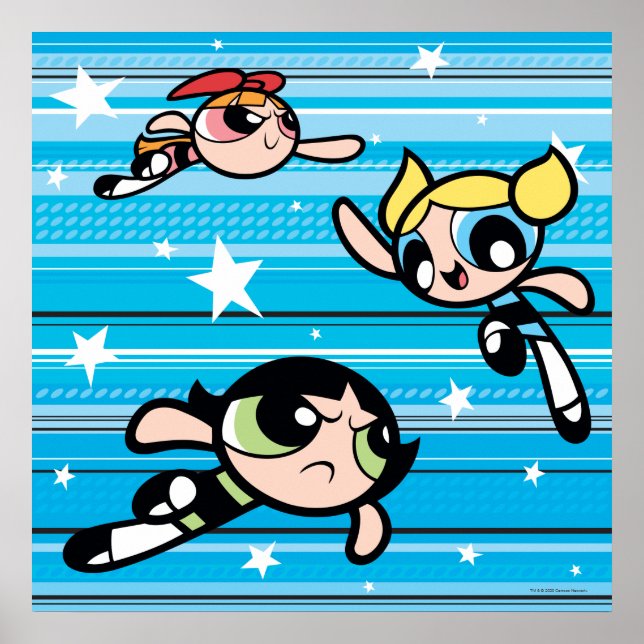 Poster Padrão de Estrela de Raparigas Powerpuff (Frente)