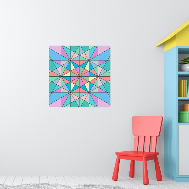 Poster Padrão de Estrela Triangular Mosaico Pastel Colori (Berçário 1)