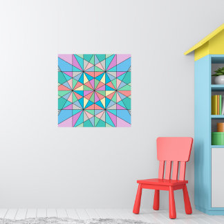 Poster Padrão de Estrela Triangular Mosaico Pastel Retro 
