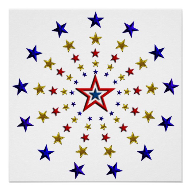 Póster Padrão de Estrelas Patrióticas 20x20 (Frente)