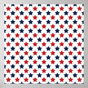 Póster Padrão de estrelas vermelho, branco e azul