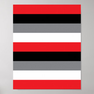 Poster Padrão de Faixa Horizontal da Cinza Branca Vermelh