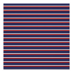 Póster Padrão de Faixa Vermelha marinho Azul