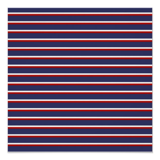 Póster Padrão de Faixa Vermelha marinho Azul (Frente)
