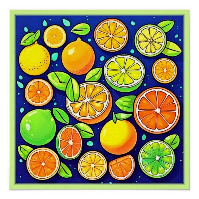 Póster Padrão de Fatia de Citros Frescos (Frente)