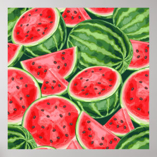 Poster Padrão de Fatias de Melancia Vibrante de Verão