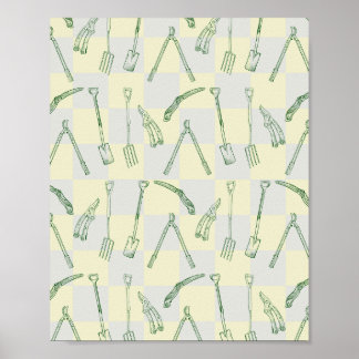 Poster Padrão de ferramentas de jardinagem