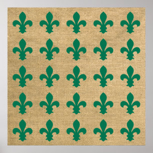 Póster Padrão de Fleur de Lys, Moods Parisienses Verdes