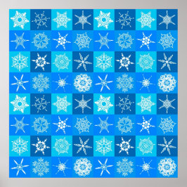 Poster Padrão de Flocos de Neve Azul