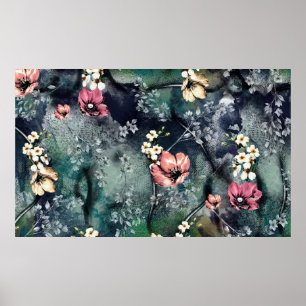 Poster padrão de flor abstrata sem emenda em fundo misto