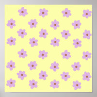 Padrão de Flor Amarelo Púrpura Y2K do Hippie Retro