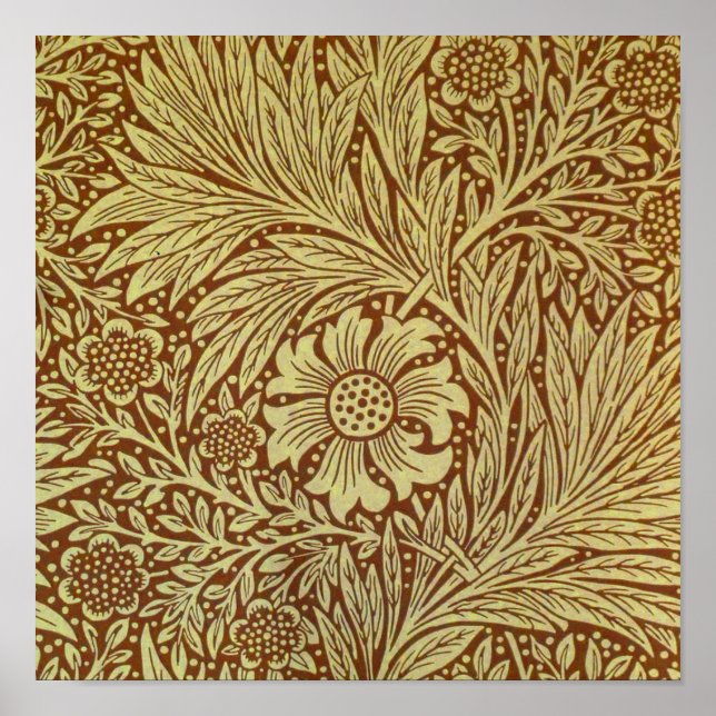 Poster Padrão de Flor Antiga Marigold William Morris (Frente)