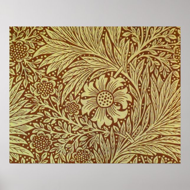 Poster Padrão de Flor Antiga Marigold William Morris (Frente)