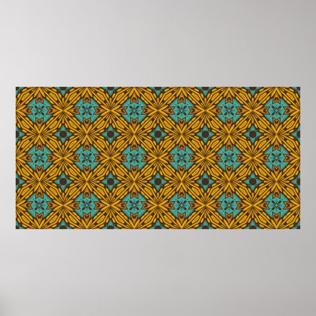 Poster Padrão de flor contínuo vintage retrô (Frente)