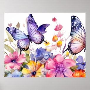 Poster Padrão de flor de borboleta