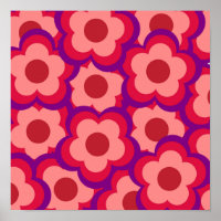 Padrão de Flor de Hippie Retro de Cor Negrito