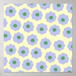 Poster Padrão de Flor de Hippie Verde Azul de Pré-Disquet