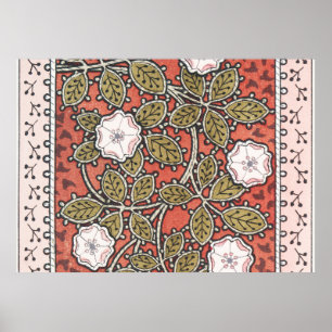 Poster Padrão de Flor de Ilustração de Rosa