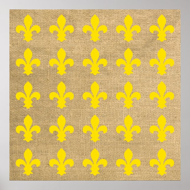 Poster Padrão de Flor de Lys - Modos Parisienses Amarelos (Frente)