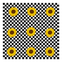 Padrão de Flor Marcado de Girassol Preto e Branco