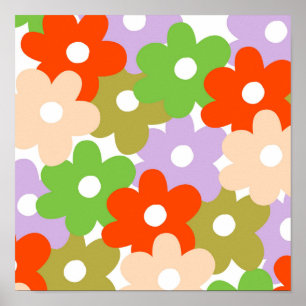 Poster Padrão de Flor Tropical Simples Colorida