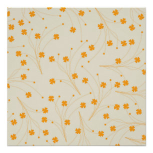 Póster Padrão de Flor Y2K 70s do Orange Beige Retro
