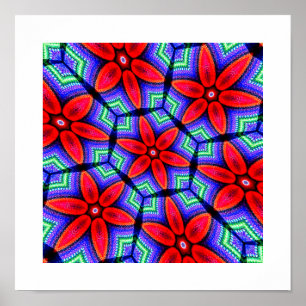 Poster Padrão de Flores de Tecidos Vermelhos