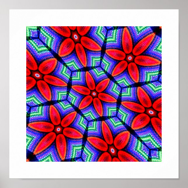 Poster Padrão de Flores de Tecidos Vermelhos (Frente)