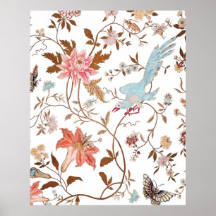 Poster padrão de flores em flor estilo vintage