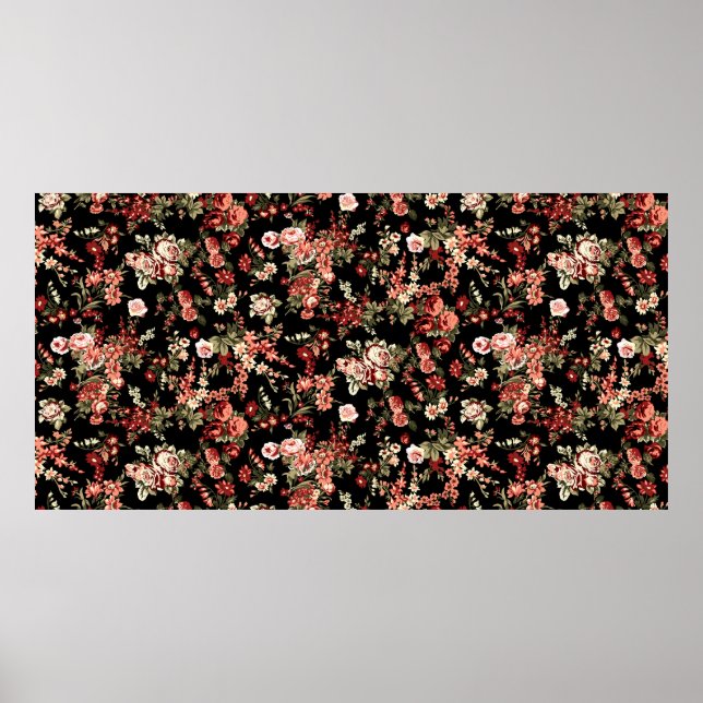Poster Padrão de flores. Fundo floral sem costura. (Frente)