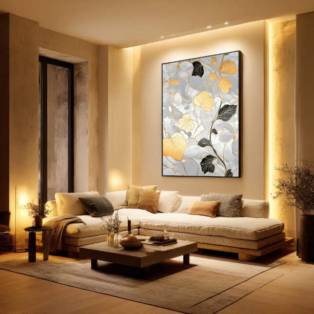 Poster Padrão de Folha Dourada e Preta (Criador carregado)