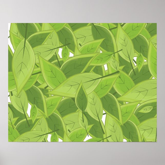 Póster Padrão de Folha Verde (Frente)
