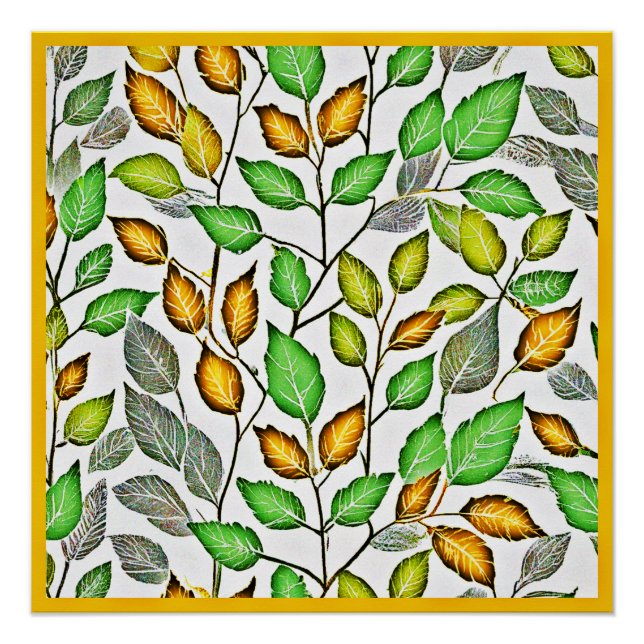 Póster Padrão de Folhas de Vivid Chic (Frente)