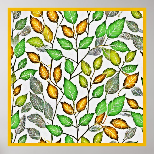 Poster Padrão de Folhas de Vivid Chic (Frente)