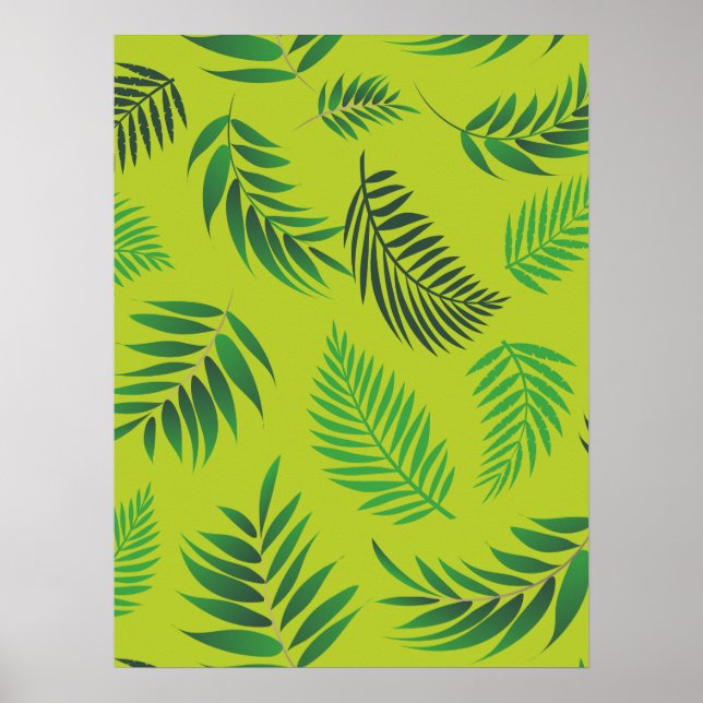 Poster Padrão de Folhas Tropicais 12 (Frente)