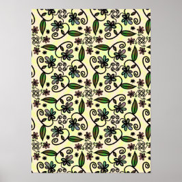 Poster Padrão de Folhas Verdes