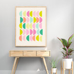 Poster Padrão de Formas Geométricas Modernas de Pastéis B<br><div class="desc">Padrão geométrico simples numa paleta colorida divertida e alegre de pastéis doces brilhantes,  combinado com limão,  coral,  verde,  aqua e rosa.</div>