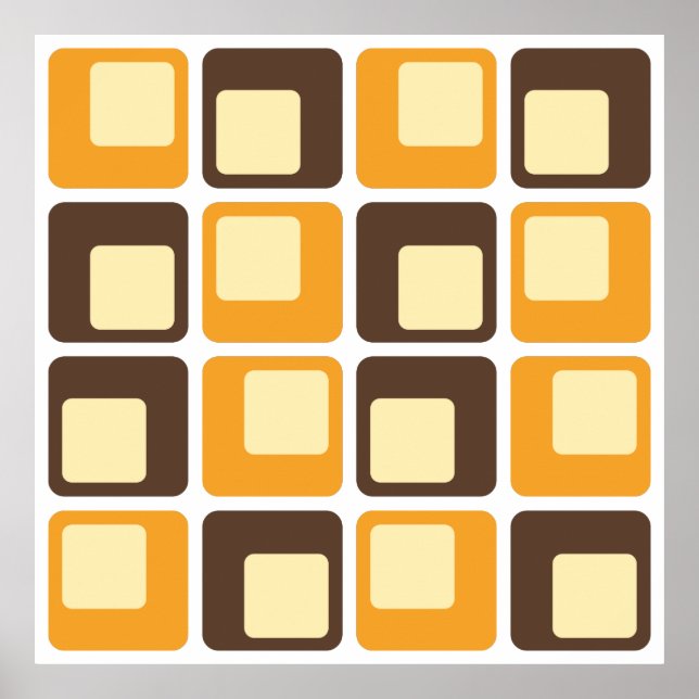 Poster Padrão de Formas Retro Quadradas 70s (Frente)