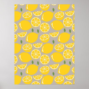 Poster Padrão de fruta de limão amarelo
