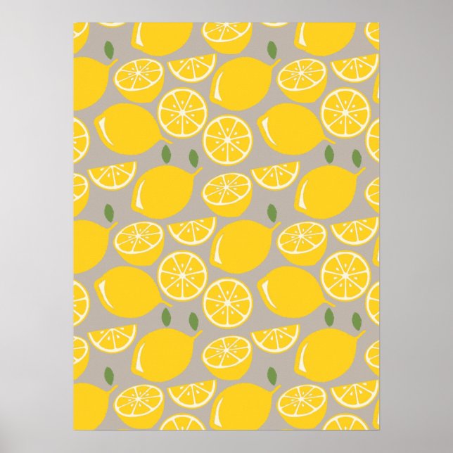Poster Padrão de fruta de limão amarelo (Frente)